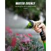 imageRAINPOINT Garden Hose Nozzle Hose Sprayer Nozzle with 9 Spray Patterns High Pressure Water Hose Nozzle Heavy Duty Metal Hand Sprayer Watering Plants and LawnGreyGreen