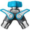 imageRAINPOINT Garden Hose Splitter 2 Way Heavy Duty Water Hose Y Spigot Splitter with Shutoff Valves 100 Metal Body Outdoor Faucet Splitter 19quot Extra Long Metal Handle 34quot GHT ThreadGreenBlue