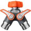 imageRAINPOINT Garden Hose Splitter 2 Way Heavy Duty Water Hose Y Spigot Splitter with Shutoff Valves 100 Metal Body Outdoor Faucet Splitter 19quot Extra Long Metal Handle 34quot GHT ThreadGreenOrange