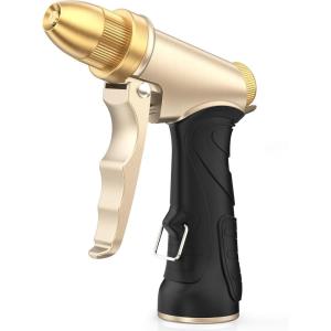 imageRAINPOINT Garden Hose Nozzle Upgraded Heavy Duty Metal Spray Nozzle High Pressure Water Nozzle with Adjustable Spray Patterns for Watering Plants Car Washing and Pet Showering