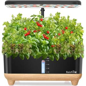 imageRAINPOINT Indoor Hydroponics Growing System13 Pods Hydroponic Garden Planter Vegetable Growing System Kit Kitchen for Women Hydro Garden Herb GrowerBrown