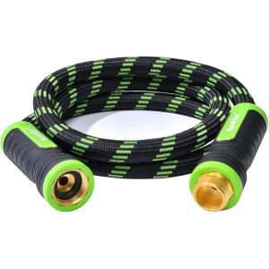 imageRAINPOINT Metal Garden Hoses for Yard 100 ft  Nokink 304 Water Hose 100ft with 10 mode Nozzle  Brass Connection Swivel Handle Flexible HoseLightweight Puncture5ft
