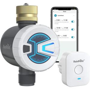 imageRAINPOINT Sprinkler Timer Bluetooth Water Timer Smart Wireless Hose Faucet Timer for Garden Irrigation System Controller APP Remote ControlBluetooth ConnectionWiFi Connection