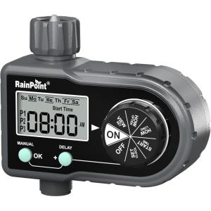 imageRAINPOINT Sprinkler Timer Hose Timer with 3 Individual Programs Water Timer for Garden Hose Faucet Programmable AutomaticManual Irrigation System for Specific Days or Daily Outdoor Lawn WateringPlastic