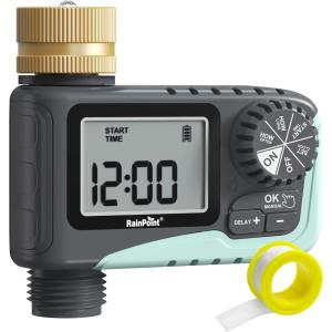 imageRAINPOINT Sprinkler Timer Outdoor Water Timer for Garden Hose Faucet Timer Programmable Watering Irrigation Timer with Rain DelayManual V2 2024 ReleasePlasticMetal