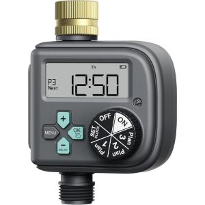imageRAINPOINT Sprinkler Timer with 3 Independent Programs Water Timer with Rain DelayManualAutomatic Irrigation Timer System Waterproof Hose Timer 1 Outlet for Garden Lawn YardMetal