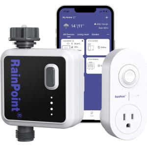 imageRAINPOINT WiFi Sprinkler Timer Water Timer for Garden Hose Smart Hose Faucet Timer Automatic Irrigation System Controller APP Control via 24Ghz WiFi Voice Control for Yard Lawn Watering