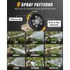 imageRAINPOINT Garden Hose Nozzle Hose Sprayer Nozzle with 9 Spray Patterns High Pressure Water Hose Nozzle Heavy Duty Metal Hand Sprayer Watering Plants and Lawn Car Washing Pet ShoweringGreenGray