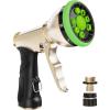 imageRAINPOINT Garden Hose Nozzle Heavy Duty Metal Water Hose Sprayer Nozzle with 9 Adjustable Spray Patterns High Pressure Hand Sprayer for Watering Plants Lawns Car and Pet Washing 2 BlackGreen