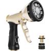imageRAINPOINT Garden Hose Nozzle Hose Sprayer Nozzle with 9 Spray Patterns High Pressure Water Hose Nozzle Heavy Duty Metal Hand Sprayer Watering Plants and Lawn Car Washing Pet ShoweringGreenGray