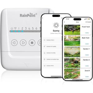 imageRAINPOINT 8 Zone Smart Sprinkler Controller  Local Weather Intelligence WiFi Sprinkler System Controller Easy Install APP Control Irrigation System Sprinkler Timer for Garden Yard
