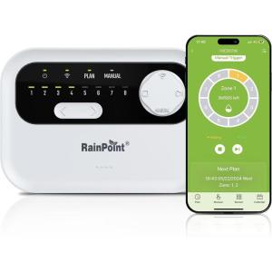 imageRAINPOINT 8 Zone Smart Sprinkler Controller  Local WeatherBased WiFi Sprinkler System Easy Install APP Control Irrigation System Controller Water Timer Controller for Yard lawn8 Zone