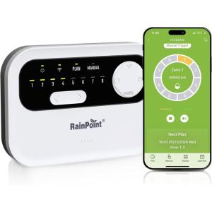 imageRAINPOINT 8 Zone Smart Sprinkler Controller  Local WeatherBased WiFi Sprinkler System Easy Install APP Control Irrigation System Controller Water Timer Controller for Yard lawn6 Zone
