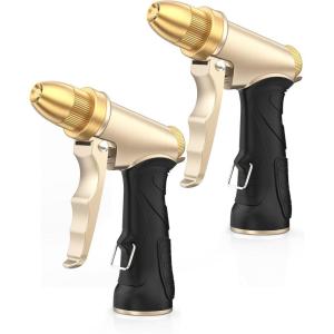 imageRAINPOINT Heavy Duty Metal Spray Nozzle for Garden Hose High Pressure Garden Hose Nozzle with Adjustable Spray Patterns for Watering Plants Car Washing and Pet Showering 2 pcs