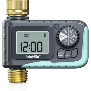 imageRAINPOINT Sprinkler Timer with Brass Inlet ampamp Outlet Programmable Hose Timer for Garden Soaker Hose Water Timer with Rain DelayManual Watering System Digital Drip Irrigation for Yard Lawn