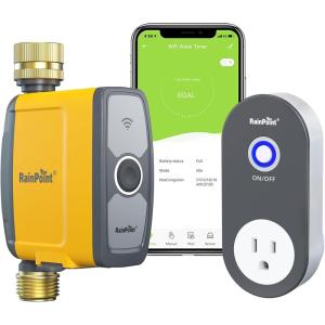 imageRAINPOINT WiFi Water Timer Smart Sprinkler Timer Hose Timer WiFi Irrigation Controller Smart Sprinkler System Valve APP ampamp Voice Control WeatherBased Automatic Rain Delay Brass Inlet ampamp OutletTimer with WiFi hub