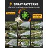 imageRAINPOINT Garden Hose Nozzle Heavy Duty Metal Water Hose Sprayer Nozzle with 9 Adjustable Spray Patterns Hand Sprayer for Watering Plants ampamp Lawns Washing Cars ampamp Pets GreenGreen