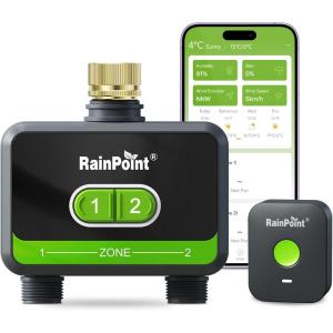 imageRainPoint WiFi Water Timer for Garden Hose 2Zone Smart Sprinkler Timer WiFi Irrigation Controller Automatic Watering System for Lawns and YardGreen