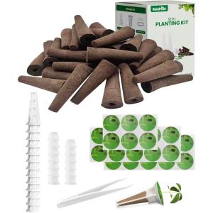 imageRAINPOINT 134PCS Hydroponic Pods Kit  Seed Pod Kit for Aerogarden and All Brand  1 PCS AB Food 2 PCS Fertilizer 13 PCS Baskets 13 PCS Covers 52 PCS Grow Sponges 52 PCS Labels 1 PCS Tweezers79 PCS