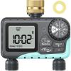 imageRAINPOINT Sprinkler Timer 2 Outlets Hose Timer with Brass Inlet with Rain DelayManualAutomatic Controller System Programmable Digital for Lawn Yard 2 ZoneSky Blue