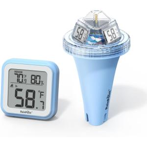 imageRAINPOINT AntiFog 360 Reading 3 Large Letters Displays Wireless Digital Pool Thermometer FloatingDualLayer IP68 Waterproofing Remote Temperature Monitor Easy Read Hot Tub SPA Inflatable PoolPinkSuperior Blue