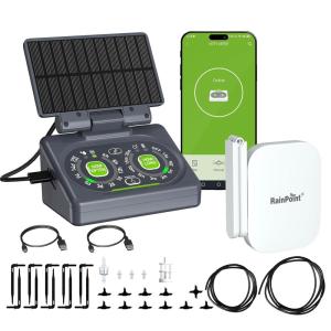 imageRAINPOINT Programmable Drip Irrigation System for Indoor Houseplant Up to 15 Plants Compact DualPowered Vacation Automatic Plant Waterer Self Watering Device While Away Low Water Auto ShutOffPump  Hub Kit