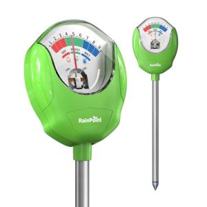 imageRAINPOINT Soil Moisture Meter for Plants  Accurate Plant Water Meter for Houseplants and Outdoor PlantsGardeningFarmingNo Batteries NeededGreenGreen