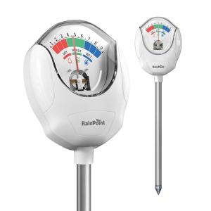 imageRAINPOINT Soil Moisture Meter for Plants  Accurate Plant Water Meter for Houseplants and Outdoor PlantsGardeningFarmingNo Batteries NeededGreenWhite