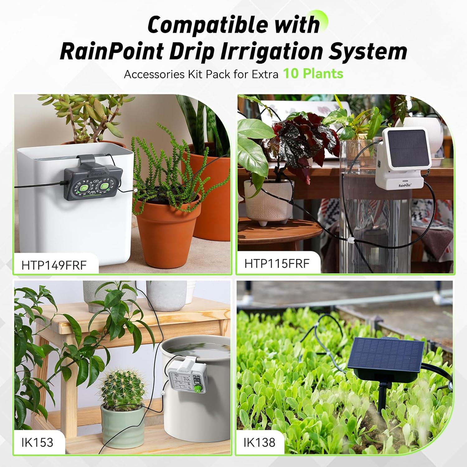 imageRAINPOINT Drip Irrigation Pump Extended Driplines Accessories Kit Pack for Extra 10 Plants