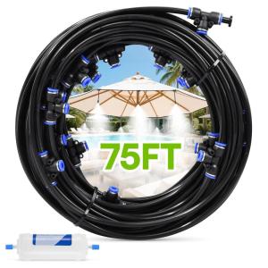 imageRAINPOINT Misters for Outside Patio  Upgraded 75FT23M Misting System Kit with Water Filter for Cooling Outdoor 75FT Misting Line  22 Mist Nozzles for Backyard Garden Porch Deck Greenhouse75FT