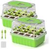 image:imageRAINPOINT 2 Pack Seed Starter Tray with Grow Light2  12Cell Indoor Seed Starter KitFlexible Silicone Designed Seedling Starter TraysGermination Tray with Humidity Dome amp Lids Reusable2 Pack