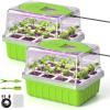 image:imageRAINPOINT 2 Pack Seed Starter Tray with Grow Light2  12Cell Indoor Seed Starter KitFlexible Silicone Designed Seedling Starter TraysGermination Tray with Humidity Dome amp Lids Reusable2 Pack