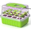 image:imageRAINPOINT 2 Pack Seed Starter Tray with Grow Light2  12Cell Indoor Seed Starter KitFlexible Silicone Designed Seedling Starter TraysGermination Tray with Humidity Dome amp Lids Reusable1 Pack