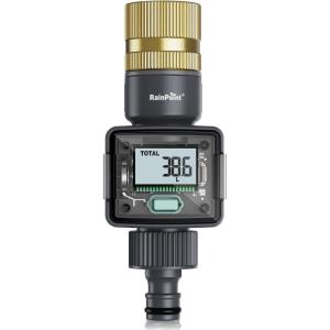 image:imageRAINPOINT Brass Water Flow Meter  Measure GallonLiter Consumption for RV Filling Garden Watering amp Sprinklers