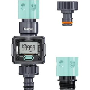 image:imageRAINPOINT Water Flow Meter Water Meter for Garden Hose Flow Meter to Meassure GallonLliter Water Consumption Ideal for Outdoor Garden Watering RV Tank Pool FillingBlueGrey