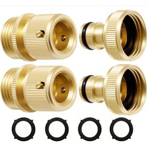 image:imageRainPoint Quick Connect Hose Fittings 34 GHT  Solid Brass Garden Hose Connectors NoLeak Design amp Universal Fit for Instant Connection 1 Set2