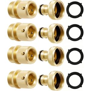 image:imageRainPoint Quick Connect Hose Fittings 34 GHT  Solid Brass Garden Hose Connectors NoLeak Design amp Universal Fit for Instant Connection 1 Set4