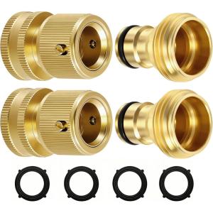 image:imageRainPoint Quick Connect Hose Fittings 34 GHT  Solid Brass Garden Hose Connectors NoLeak Design amp Universal Fit for Instant Connection 2 Sets2