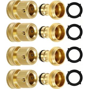 image:imageRainPoint Quick Connect Hose Fittings 34 GHT  Solid Brass Garden Hose Connectors NoLeak Design amp Universal Fit for Instant Connection 2 Sets4