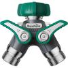 image:imageRAINPOINT Garden Hose Splitter 2 Way Heavy Duty 34 Connector Water Hose Bib Y Spigot Splitter with ShutOff Valve 100 Metal Body Full Flow Outdoor Water Faucet Adapter Fittings 1 PackGreen