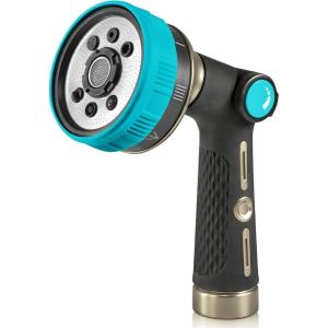 image:imageRAINPOINT Hose Sprayer Nozzle Heavy Duty  8 Spray Patterns Garden Hose Nozzle with Adjustable Flow Control for Watering Plants Washing CarsWashing Pets Thumb Control GreenBlue