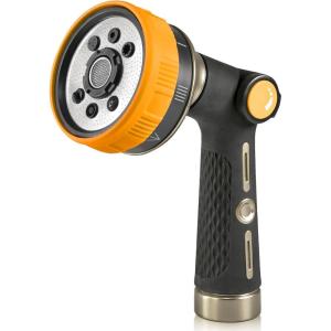 image:imageRAINPOINT Hose Sprayer Nozzle Heavy Duty  8 Spray Patterns Garden Hose Nozzle with Adjustable Flow Control for Watering Plants Washing CarsWashing Pets Thumb Control GreenYellow