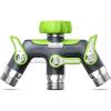 image:imageRAINPOINT 3 Way Hose Splitter 100 Metal Heavy Duty Garden Hose Splitter With 19 Extra Long Handle amp Individual Shut Off 34 Inch GHT Thread Water Hose Connector For Outdoor Spigot Faucet GreenGreen