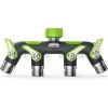 image:imageRAINPOINT 4 Way Garden Hose Splitter 100 Metal Heavy Duty Water Hose Splitter with Individual ShutOff Valves 34 GHT High Flow Outdoor Faucet Splitter 181 Extra Long Handle GreenGreen