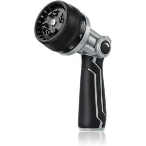 image:imageRAINPOINT FullMetal Garden Hose Nozzle Heavy Duty Water Hose Nozzle Sprayer With 10 Adjustable Patterns amp High FlowThumb Control For Flow Adjustment Ideal For Watering Washing CleaningBlackBlack