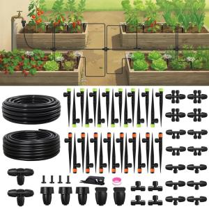 image:imageRAINPOINT Drip Irrigation System QuickConnect Garden Watering System Kit with Adjustable Sprinkler Emitters for Greenhouse Yard Lawn Raised Bed50FT Main Tube and 100FT 14 Irrigation Tubing