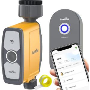 image:imageRAINPOINT WiFi Water Timer Smart Hose Timer for Garden Hose with App amp Voice Control Automatic Irrigation System Based on Weather for Lawn Yard GardenYellow
