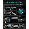image:imageRAINPOINT Garden Hose Nozzle 9 Spray Patterns Hose Sprayer Nozzle Heavy Duty Metal Water Hose Nozzle Adjustable Hand Sprayer Watering Plants and Lawn Pet Showering Nozzle GrayBlue