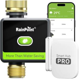 image:imageRAINPOINT Smart Hose Timer for Garden Smart Water Timer with Brass Inlet amp Outlet Not Include Gateway Automatic Irrigation System for Lawns and YardGreen