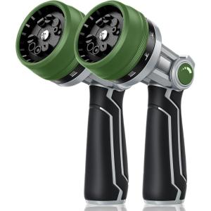 image:imageRAINPOINT FullMetal Garden Hose Nozzle Heavy Duty Water Hose Nozzle Sprayer With 10 Adjustable Patterns amp High FlowThumb Control For Flow Adjustment Ideal For Watering Washing Dark Green2PCS